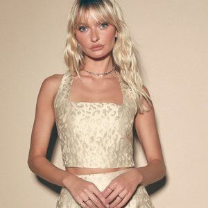 Lulus Cream and Gold Leopard Print Crop Top